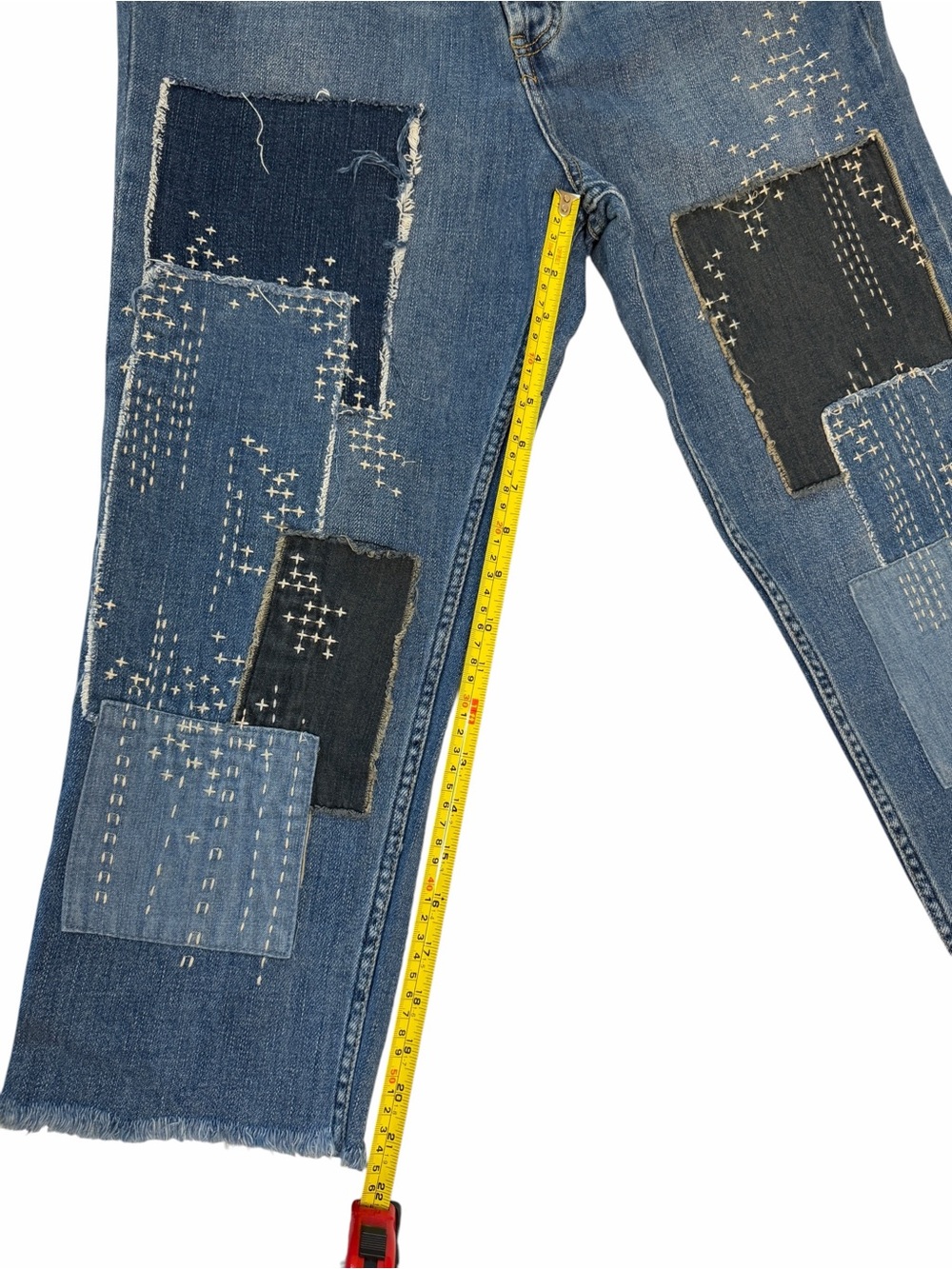 Free People Patchwork Cropped Ankle Jeans - Picture 2 of 4
